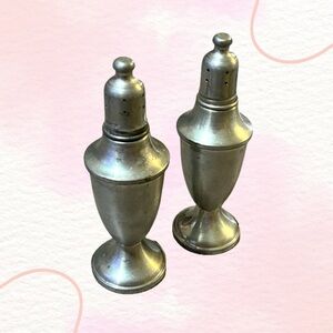 Antique Vintage Pewter WEB PEWTER Weighted Salt & Pepper Shakers 5 1/2" tall